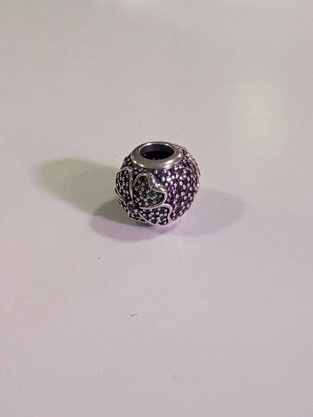 Pandora Purple Pavé Heart Charm Bead